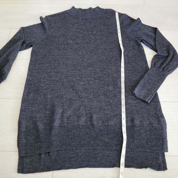 Badgley Mischka Merino 100% Wool Sweater Mock Neck Tunic Charcoal Grey Women's L - Picture 5 of 8